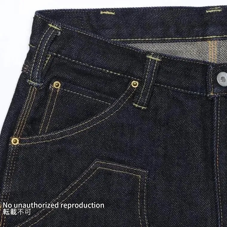 【822】21ozセルビッチデニム ダブルニーロガージーンズ／インディゴ