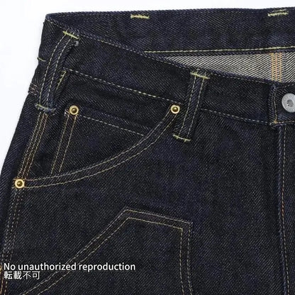 【822】21ozセルビッチデニム ダブルニーロガージーンズ／インディゴ