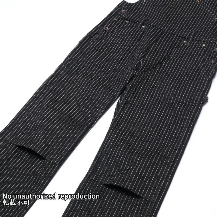 【819】12ozブラックウォバッシュ ダブルニーオーバーオール／ブラック