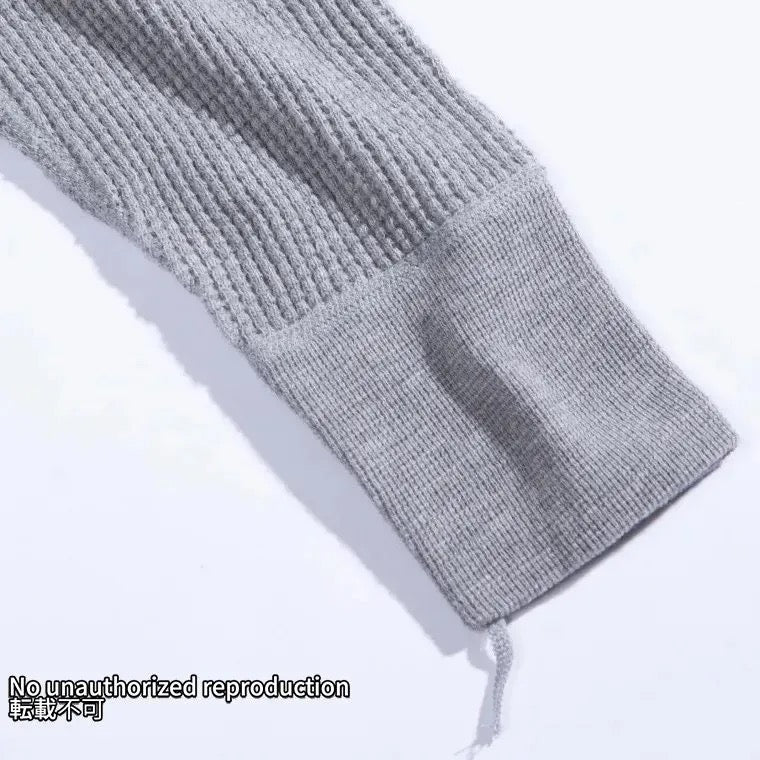 【IHTL-1213】ヘビーサーマル ヘンリーネックロングTシャツ／グレー