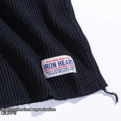 【IHTL-1213】ヘビーサーマル ヘンリーネックロングTシャツ／ブラック
