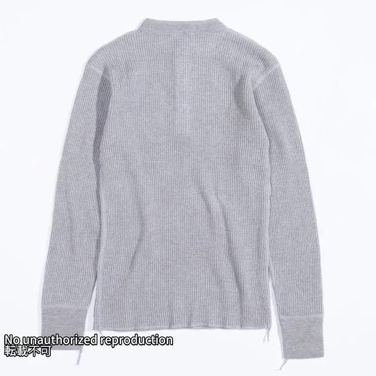 【IHTL-1213】ヘビーサーマル ヘンリーネックロングTシャツ／グレー