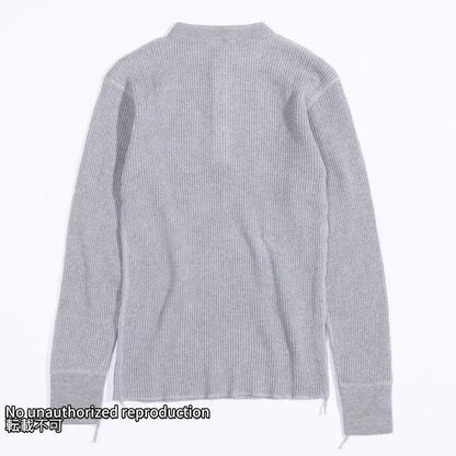 【IHTL-1213】ヘビーサーマル ヘンリーネックロングTシャツ／グレー