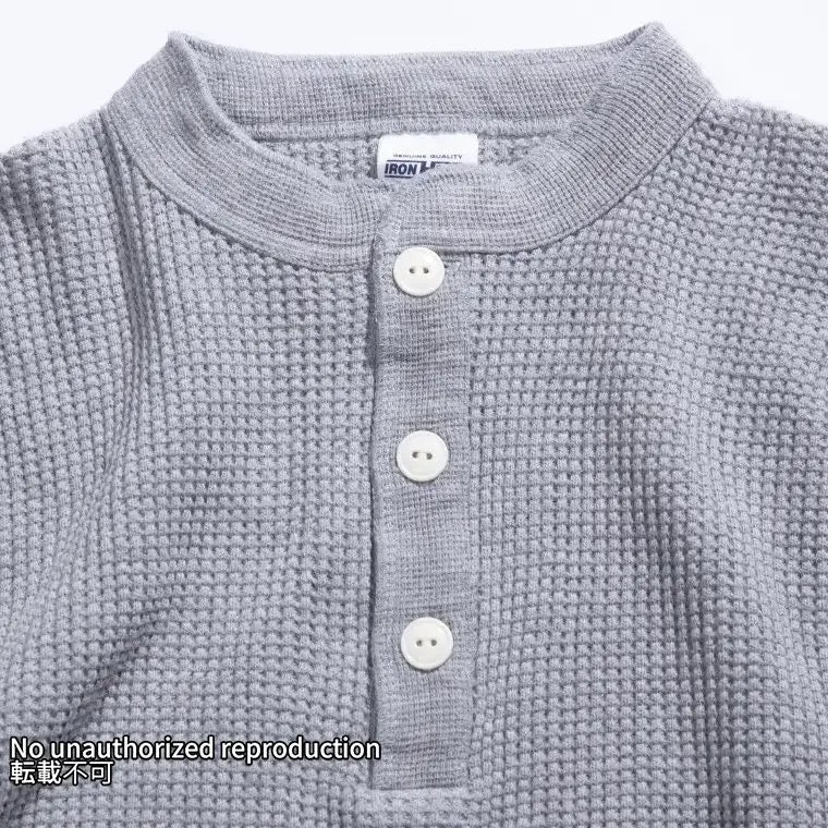 【IHTL-1213】ヘビーサーマル ヘンリーネックロングTシャツ／グレー