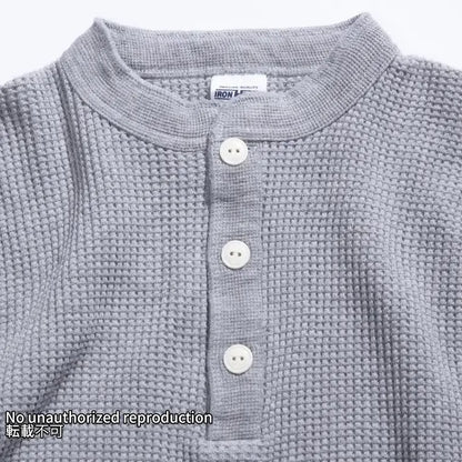 【IHTL-1213】ヘビーサーマル ヘンリーネックロングTシャツ／グレー