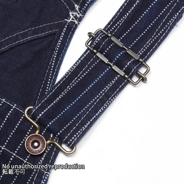 【819】12ozインディゴウォバッシュ ダブルニーオーバーオール／インディゴ