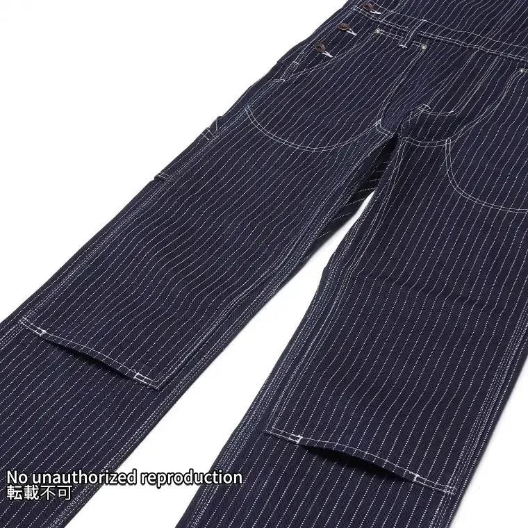 【819】12ozインディゴウォバッシュ ダブルニーオーバーオール／インディゴ