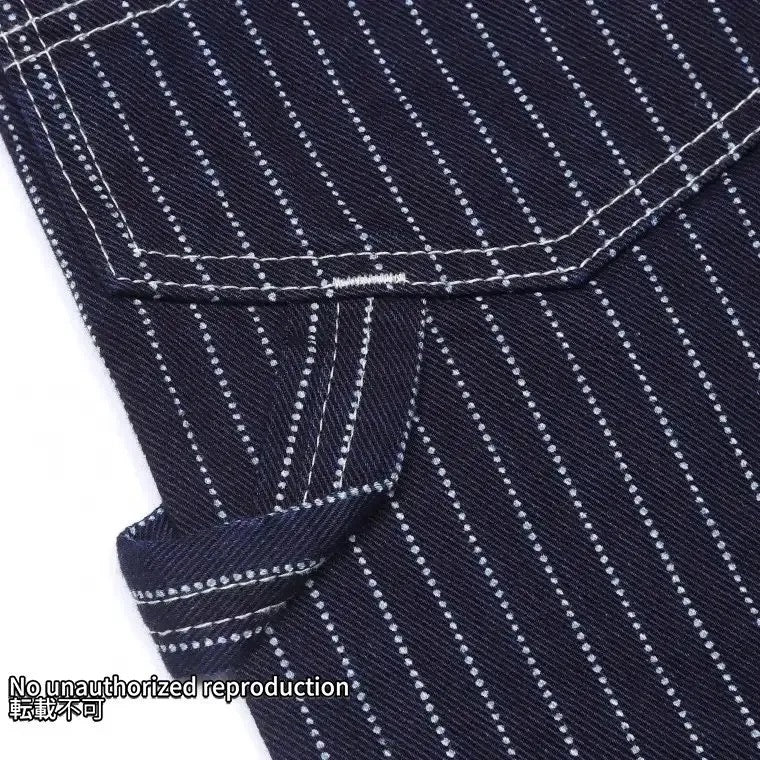 【819】12ozインディゴウォバッシュ ダブルニーオーバーオール／インディゴ