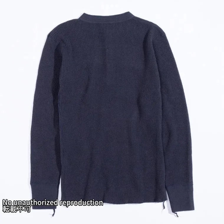 【IHTL-1213】ヘビーサーマル ヘンリーネックロングTシャツ／ネイビー