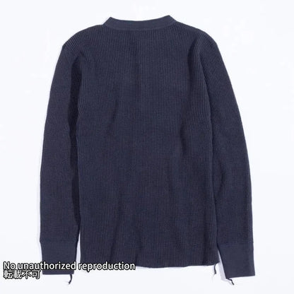 【IHTL-1213】ヘビーサーマル ヘンリーネックロングTシャツ／ネイビー
