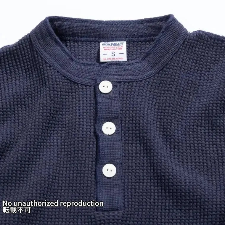 【IHTL-1213】ヘビーサーマル ヘンリーネックロングTシャツ／ネイビー
