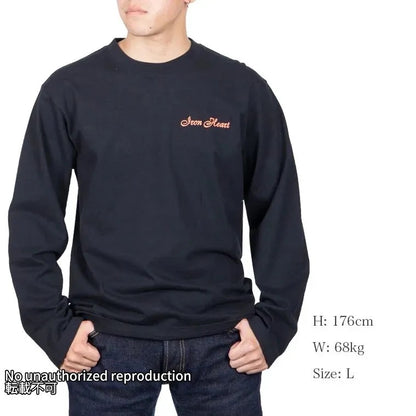 【IHTL-2301】7.5ozループウィールクルーネック長袖Ｔシャツ／ブラック