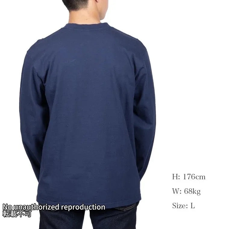 【IHTL-2301】7.5ozループウィールクルーネック長袖Ｔシャツ／ネイビー