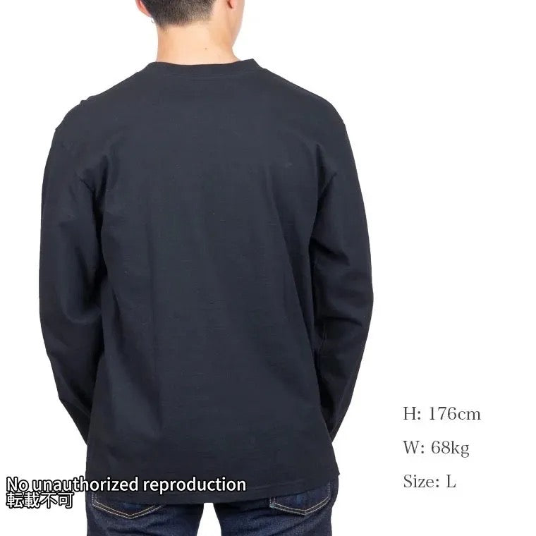 【IHTL-2301】7.5ozループウィールクルーネック長袖Ｔシャツ／ブラック