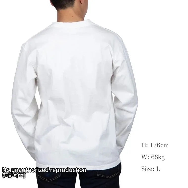 【IHTL-2301】7.5ozループウィールクルーネック長袖Ｔシャツ／ホワイト