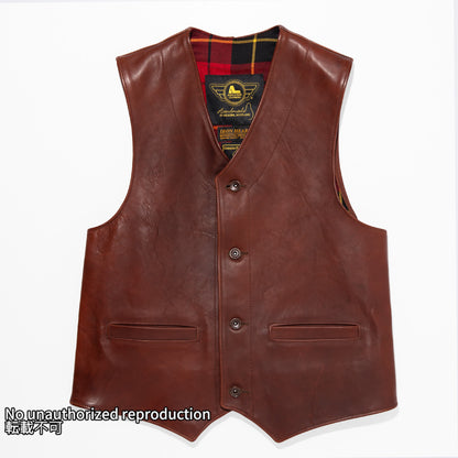 IRON HEART×ALEXANDER LEATHERS ホースハイドベスト/ブラウン
