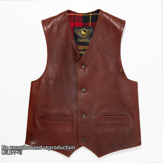 IRON HEART×ALEXANDER LEATHERS ホースハイドベスト/ブラウン