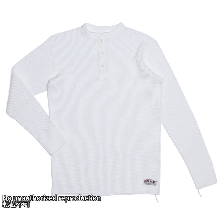【IHTL-1213】ヘビーサーマル ヘンリーネックロングTシャツ／ホワイト