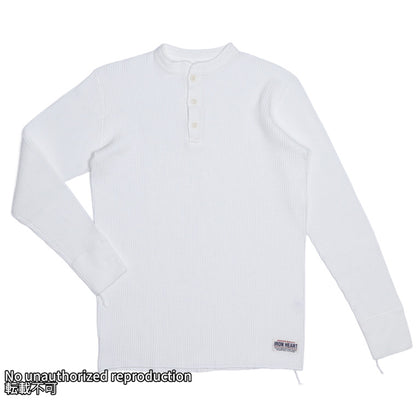【IHTL-1213】ヘビーサーマル ヘンリーネックロングTシャツ／ホワイト